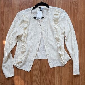 H&M Cream Ruffled Cardigan